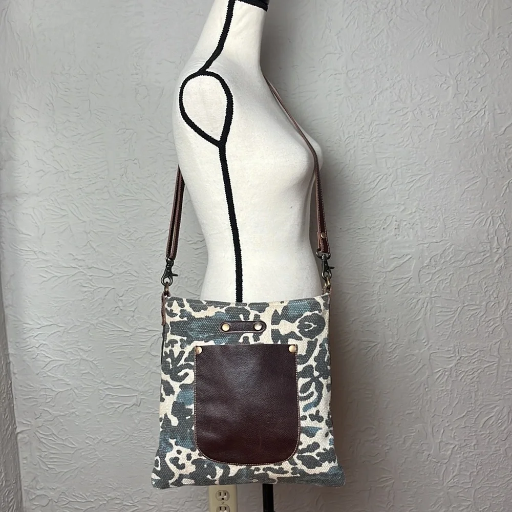 Myra Bag Upcycled Canvas And Leather Crossbody Bag